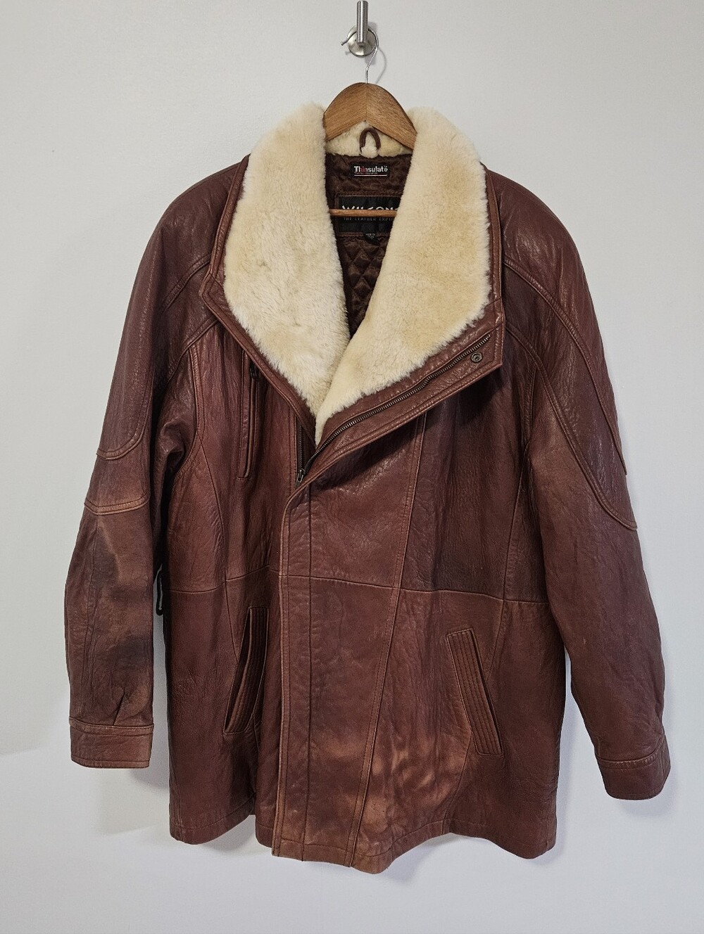 Wilson's Leather Men's XL Faux Shearling Pile Collar Jacket Rancher Coat